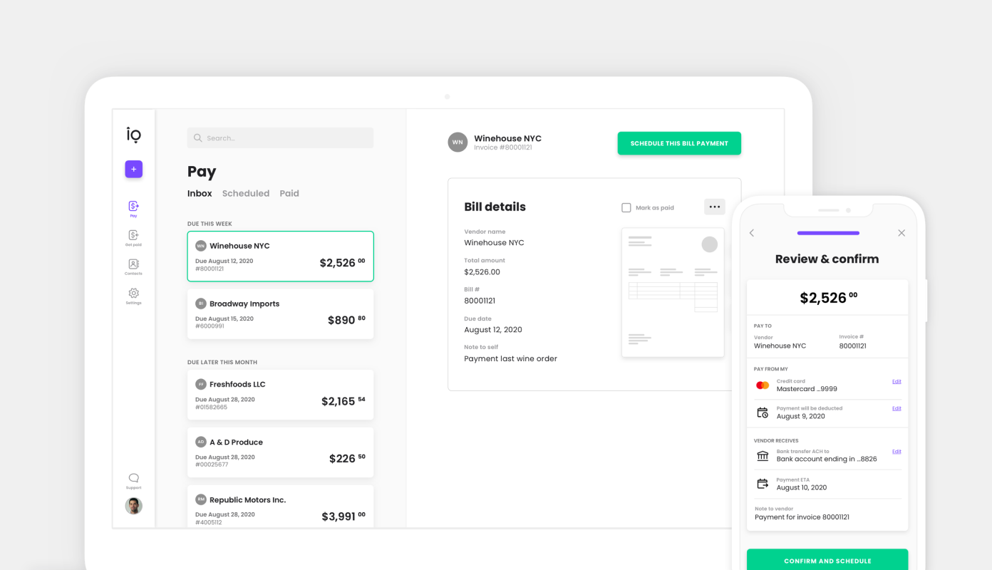 Melio dashboard